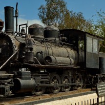 Old steam locomotive on the train station of Los Mochis